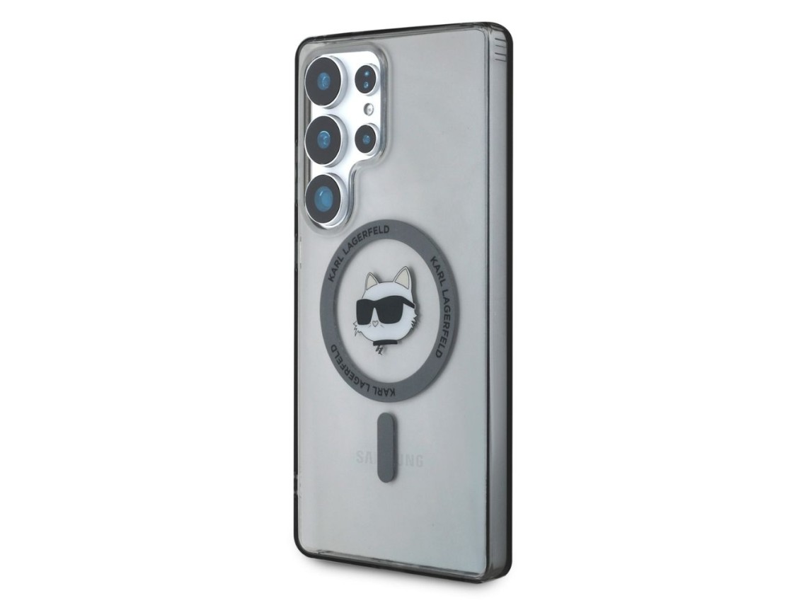 Karl Lagerfeld Button Choupette Head Printed Logo MagSafe Samsung Galaxy S25 Ultra case black