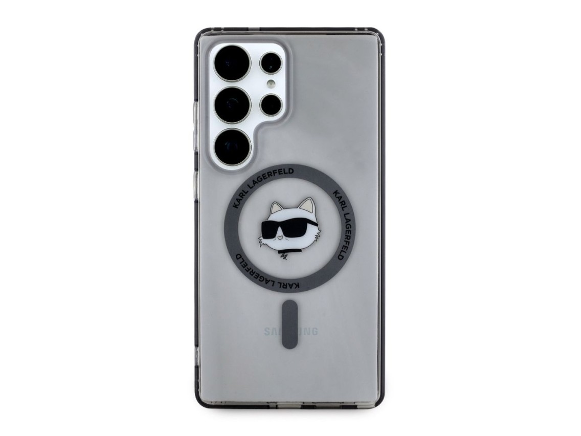 Karl Lagerfeld Button Choupette Head Printed Logo MagSafe Samsung Galaxy S25 Ultra case black