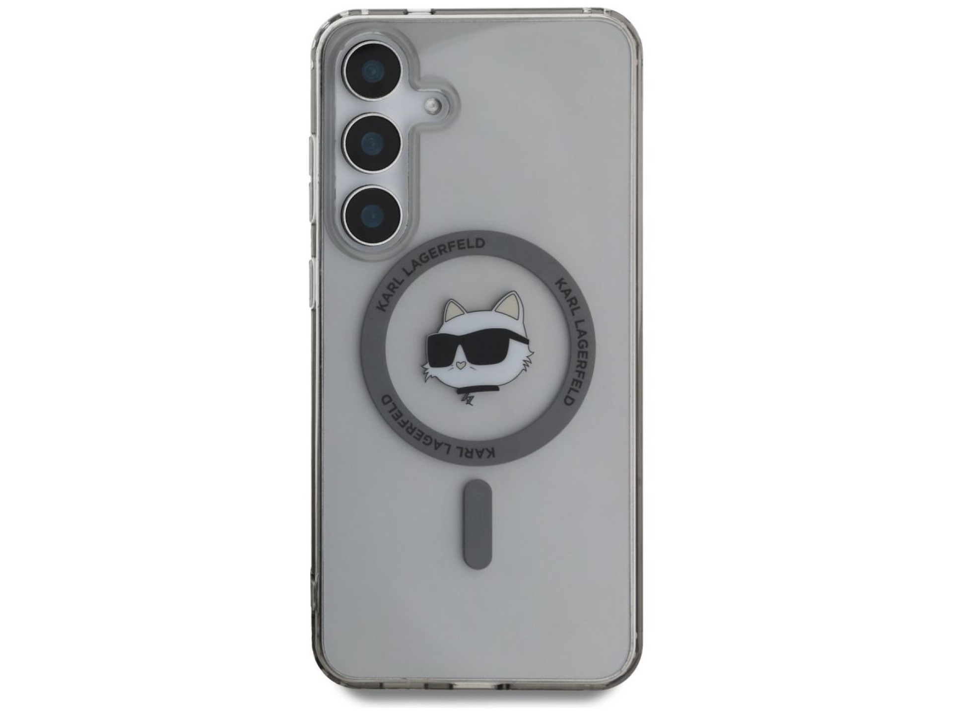 Karl Lagerfeld Button Choupette Head Printed Logo MagSafe Samsung Galaxy S25 case black