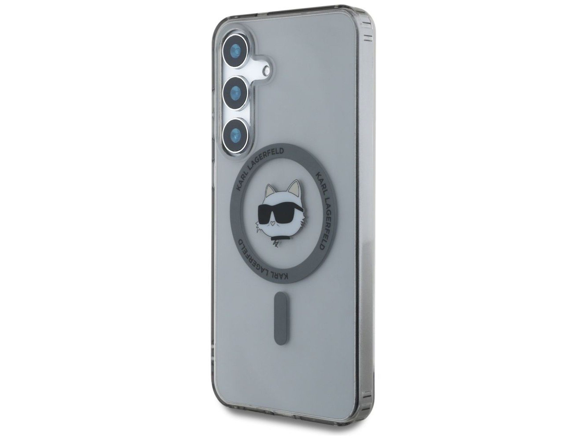 Karl Lagerfeld Button Choupette Head Printed Logo MagSafe Samsung Galaxy S25 case black