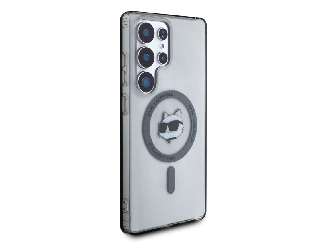 Karl Lagerfeld Button Choupette Head Printed Logo MagSafe Samsung Galaxy S25 Ultra case black