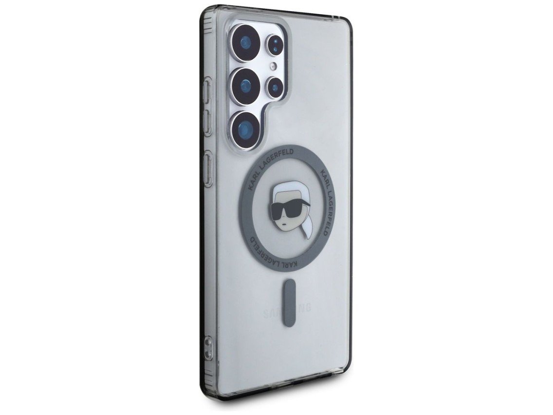 Case Karl Lagerfeld Button Karl Head Printed Logo MagSafe Samsung Galaxy S25 Ultra black