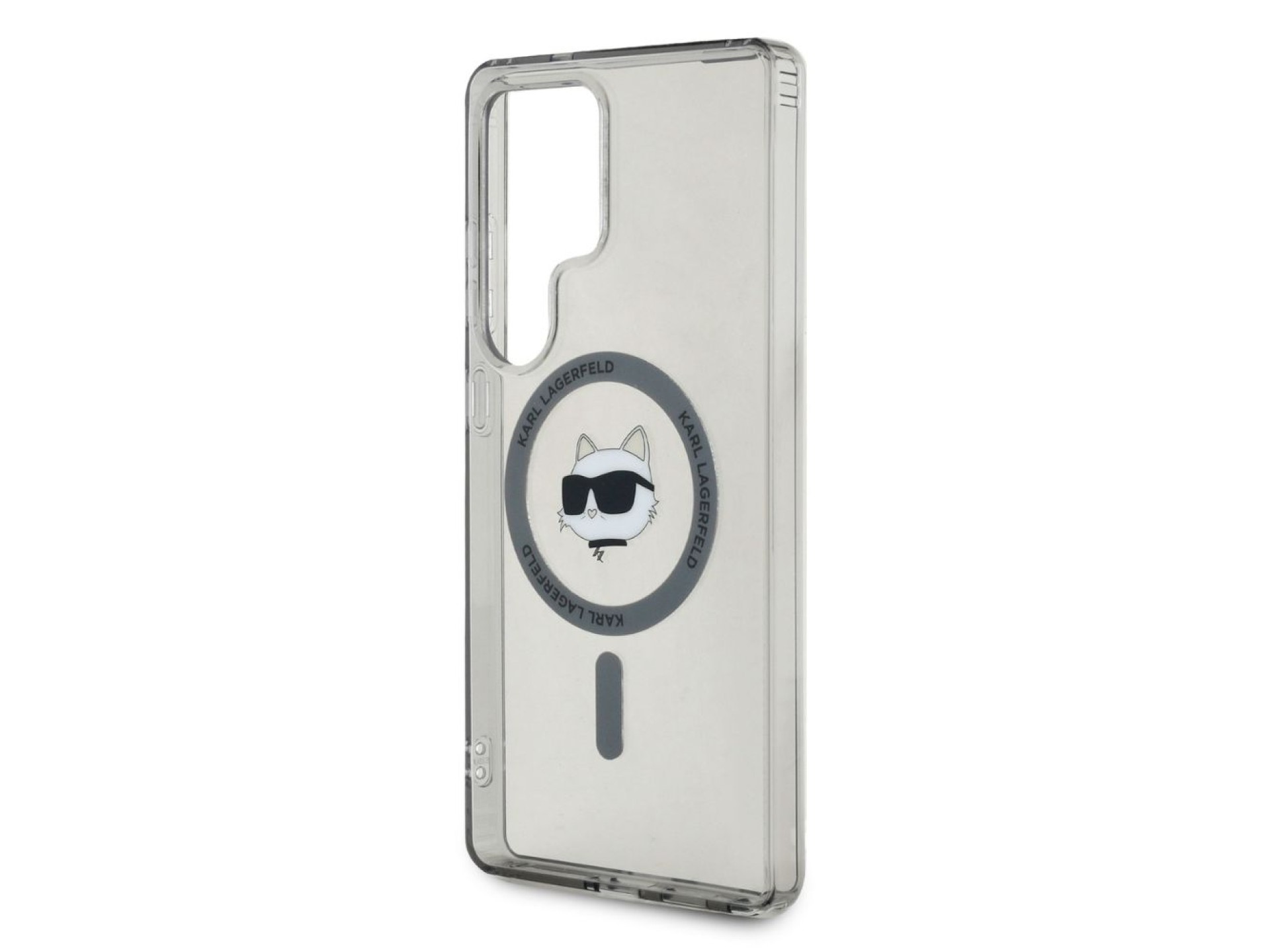Karl Lagerfeld Button Choupette Head Printed Logo MagSafe Samsung Galaxy S25 Ultra case black