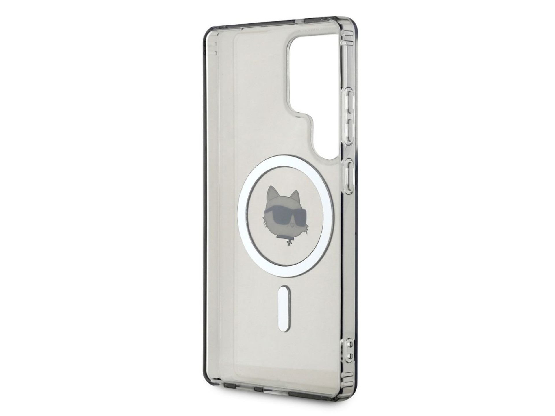 Karl Lagerfeld Button Choupette Head Printed Logo MagSafe Samsung Galaxy S25 Ultra case black