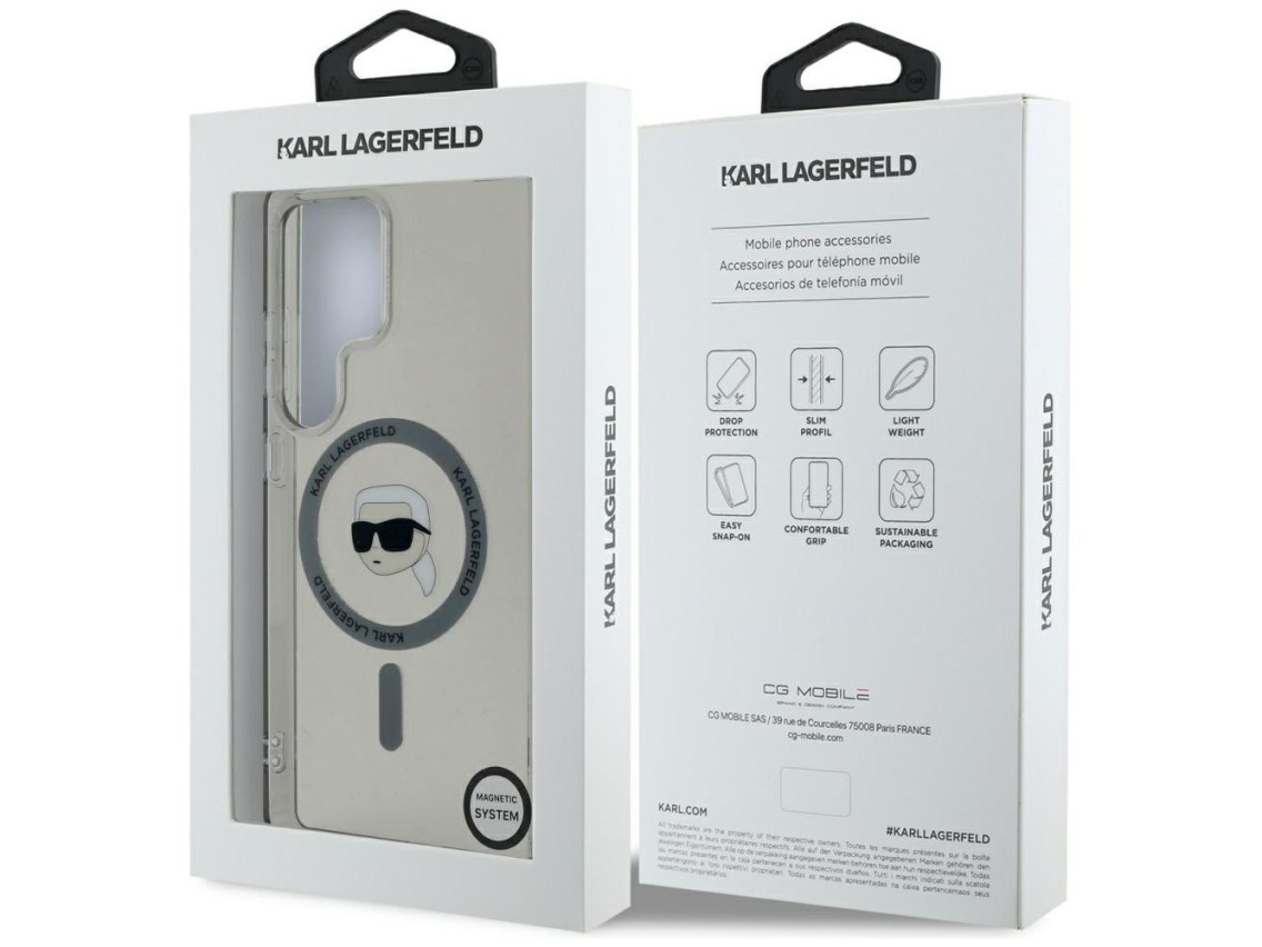 Case Karl Lagerfeld Button Karl Head Printed Logo MagSafe Samsung Galaxy S25 Ultra black