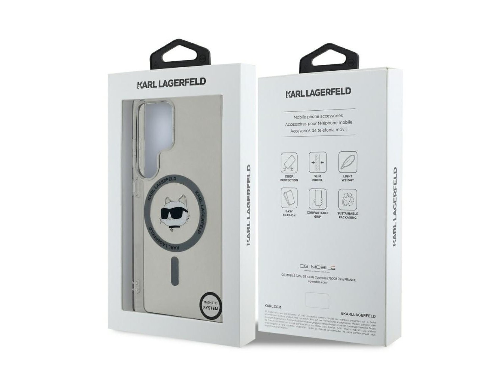Karl Lagerfeld Button Choupette Head Printed Logo MagSafe Samsung Galaxy S25 Ultra case black