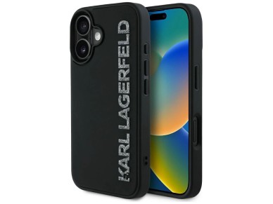 Karl Lagerfeld HC 3D Rubber Elongated Glitter iPhone 16 Case - Black Karl Lagerfeld HC 3D Rubber Elongated Glitter iPhone 16 Case - Black