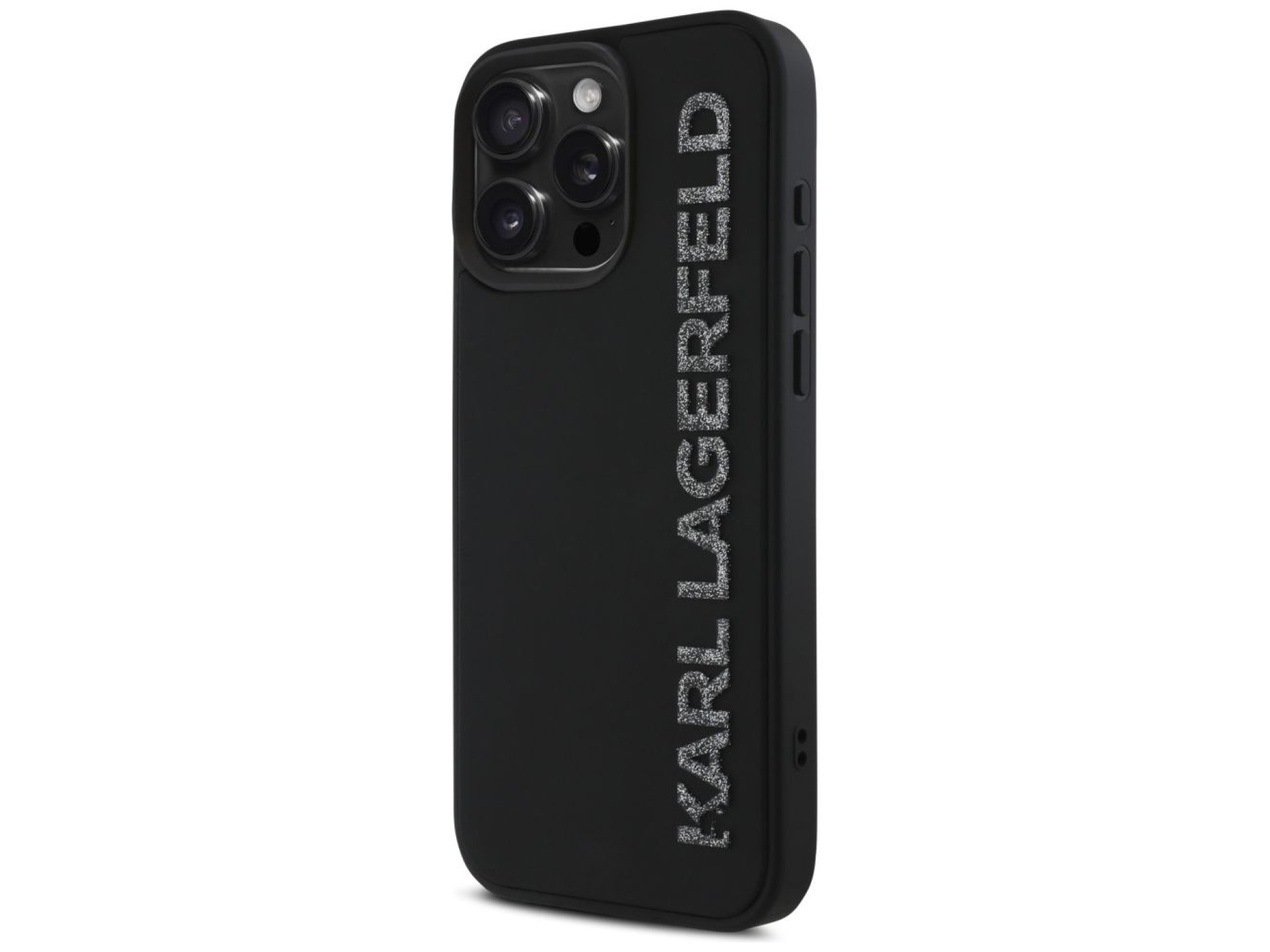 Karl Lagerfeld HC 3D Rubber Elongated Glitter iPhone 16 Pro Case - Black