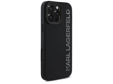 Karl Lagerfeld HC 3D Rubber Elongated Glitter iPhone 16 Pro Case - Black
