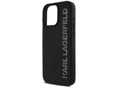 Karl Lagerfeld HC 3D Rubber Elongated Glitter iPhone 16 Pro Case - Black