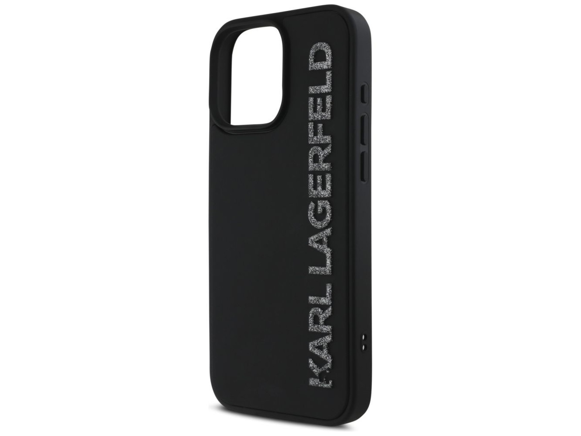 Karl Lagerfeld HC 3D Rubber Elongated Glitter iPhone 16 Pro Case - Black