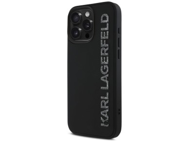 Karl Lagerfeld HC 3D Rubber Elongated Glitter iPhone 16 Pro Case - Black