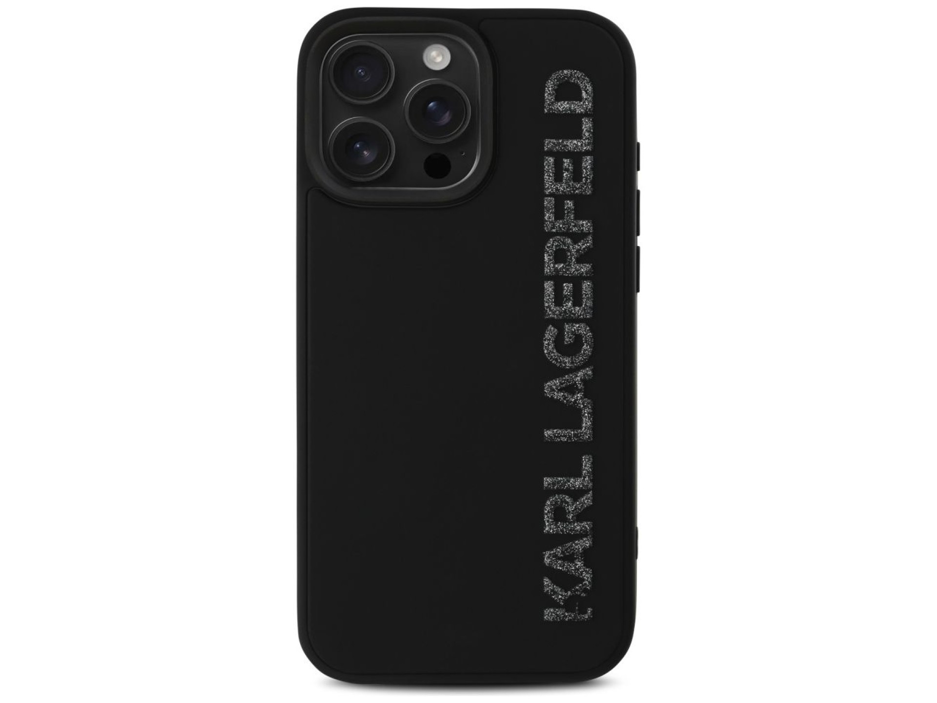Karl Lagerfeld HC 3D Rubber Elongated Glitter iPhone 16 Pro Case - Black