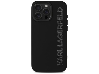 Karl Lagerfeld HC 3D Rubber Elongated Glitter iPhone 16 Pro Case - Black
