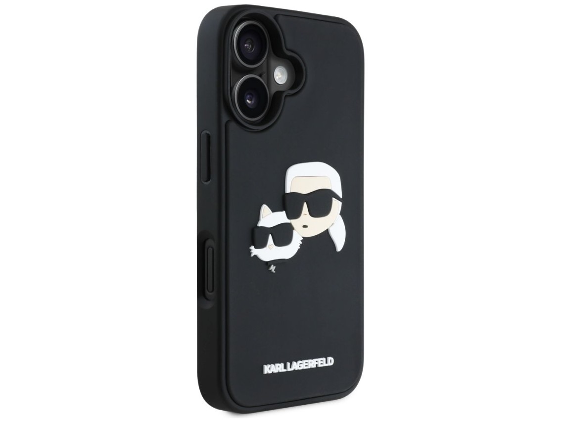Karl Lagerfeld HC 3D Rubber Double Heads iPhone 16 Case - Black