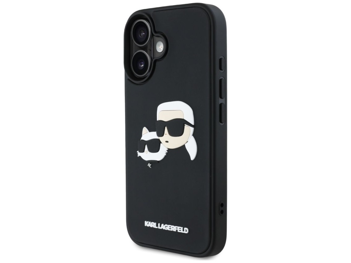 Karl Lagerfeld HC 3D Rubber Double Heads iPhone 16 Case - Black