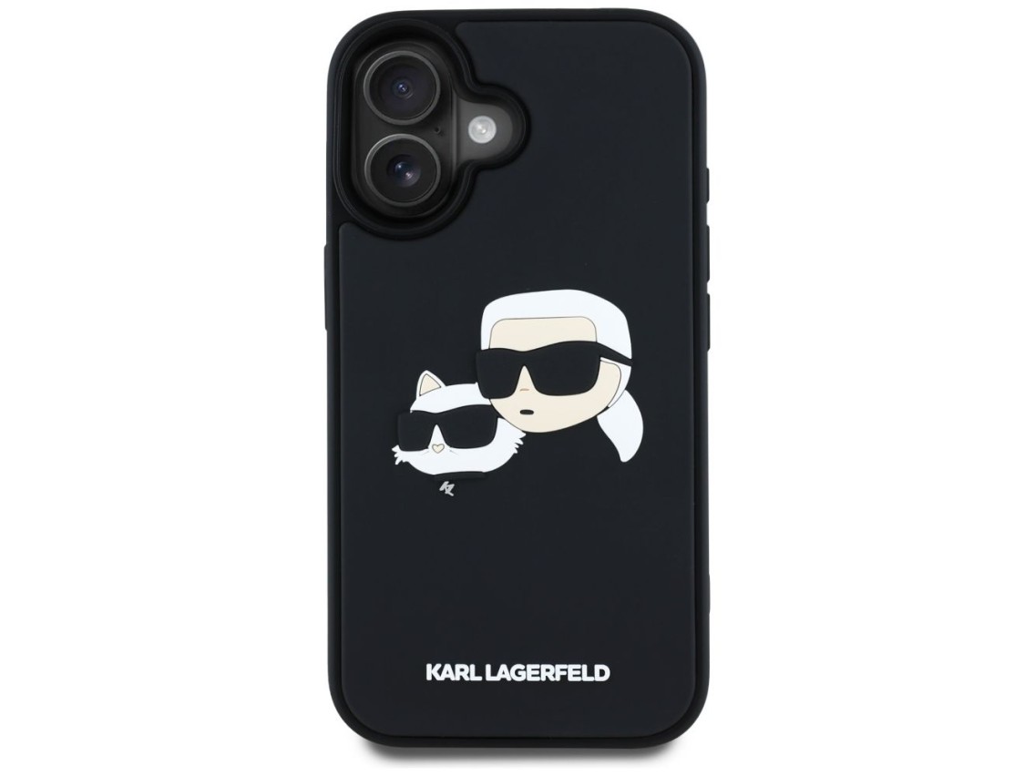 Karl Lagerfeld HC 3D Rubber Double Heads iPhone 16 Case - Black