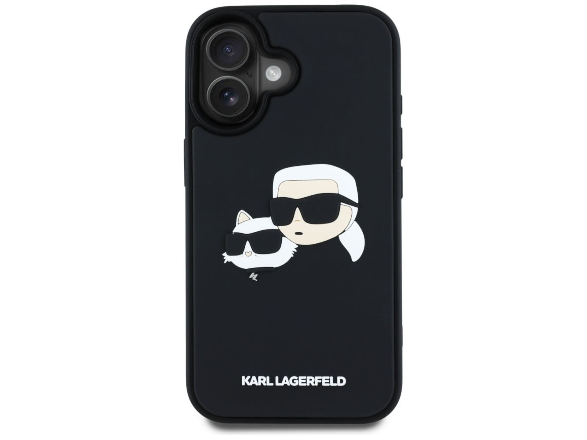 Karl Lagerfeld HC 3D Rubber Double Heads iPhone 16 Case - Black