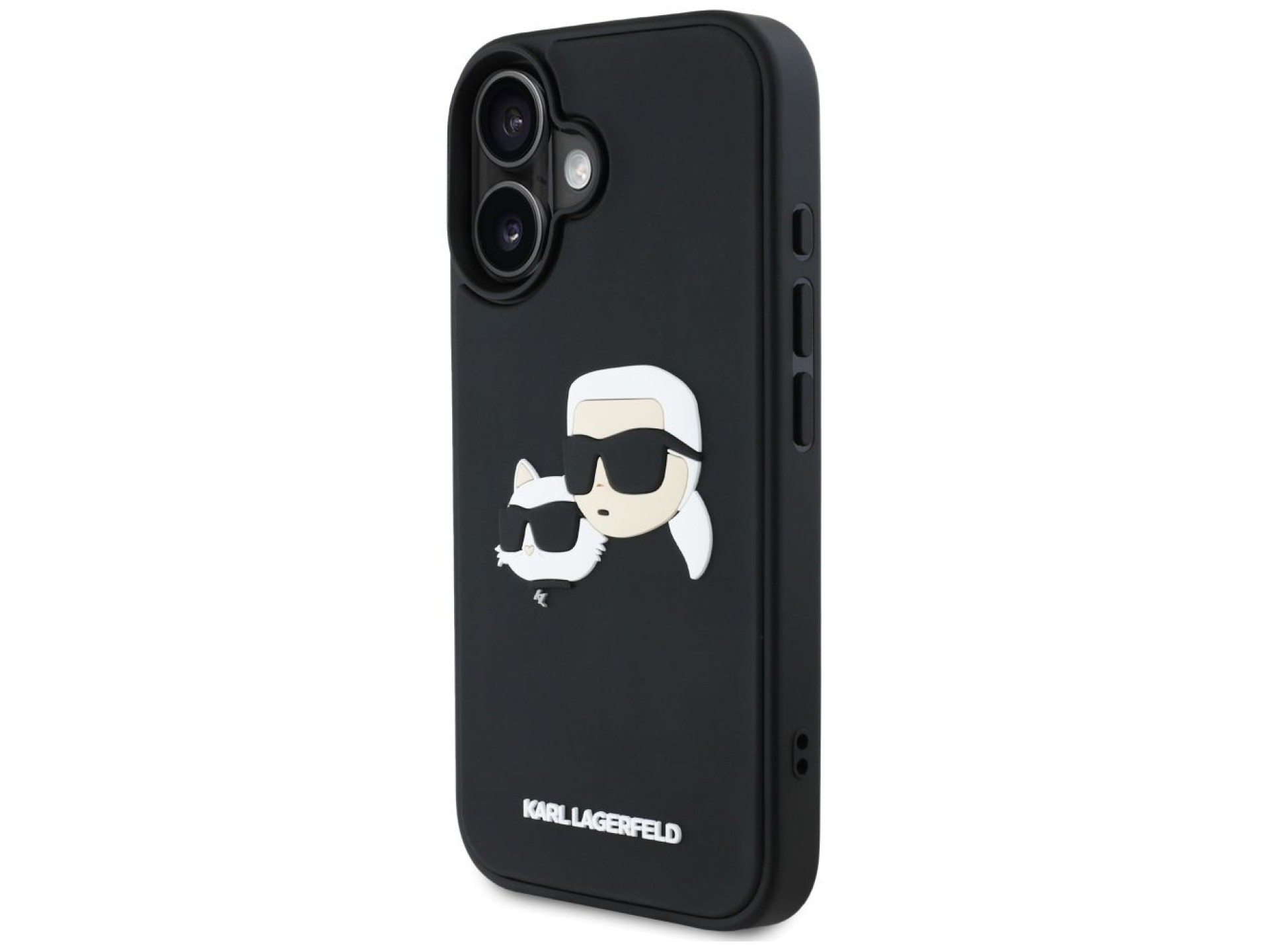 Karl Lagerfeld HC 3D Rubber Double Heads iPhone 16 Case - Black