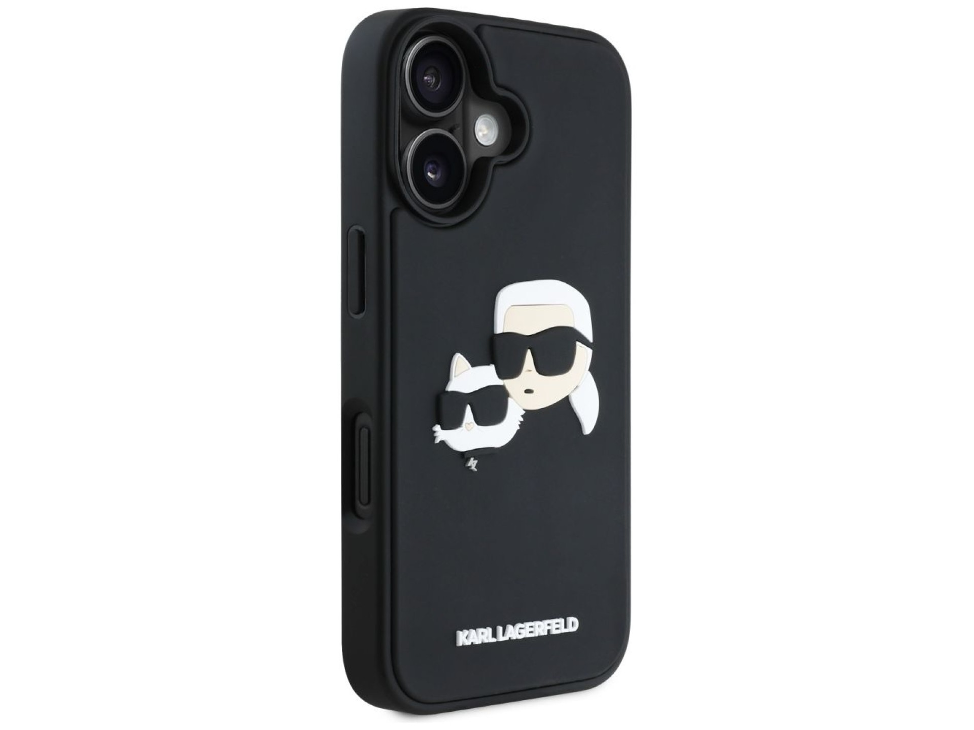 Karl Lagerfeld HC 3D Rubber Double Heads iPhone 16 Case - Black