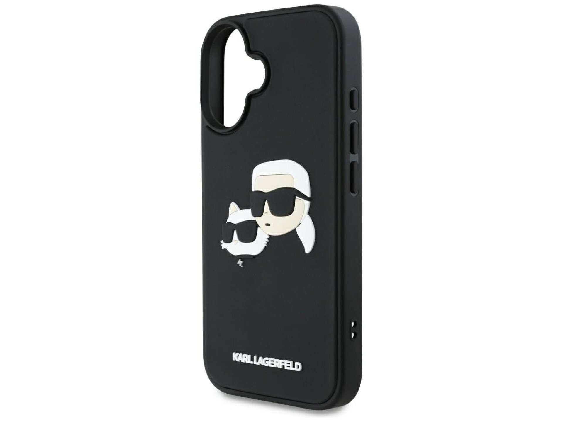 Karl Lagerfeld HC 3D Rubber Double Heads iPhone 16 Case - Black