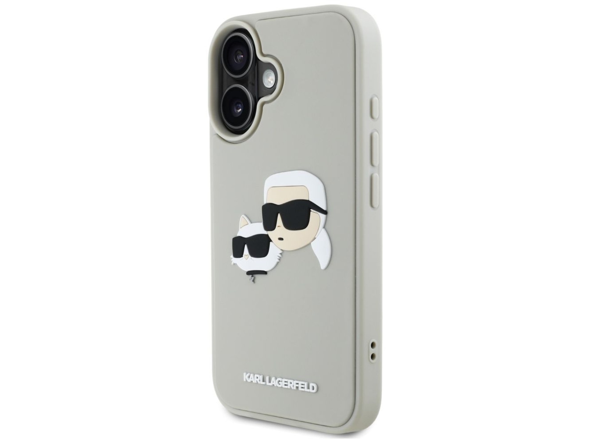 Karl Lagerfeld HC 3D Rubber Double Heads iPhone 16 Case - Beige