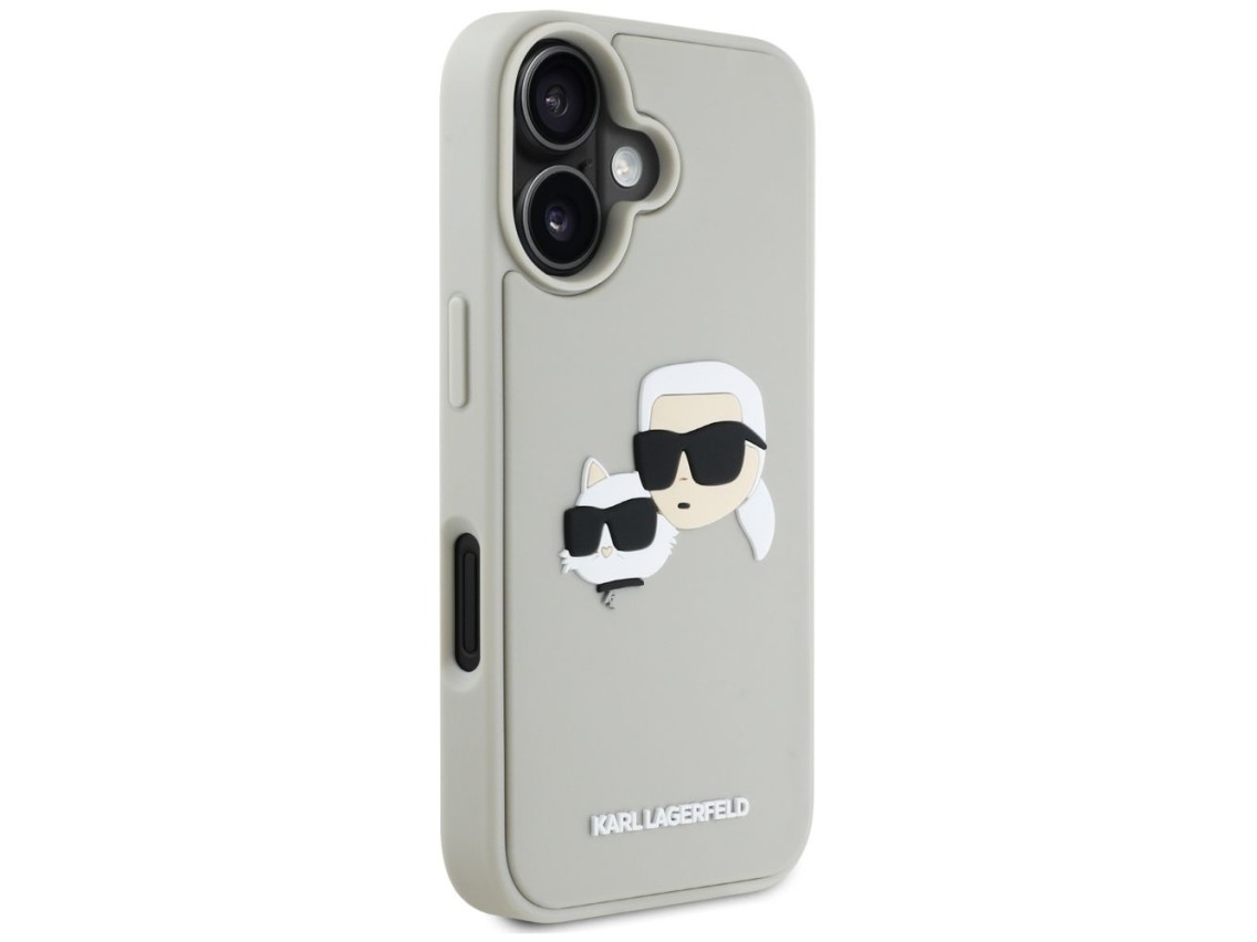 Karl Lagerfeld HC 3D Rubber Double Heads iPhone 16 Case - Beige