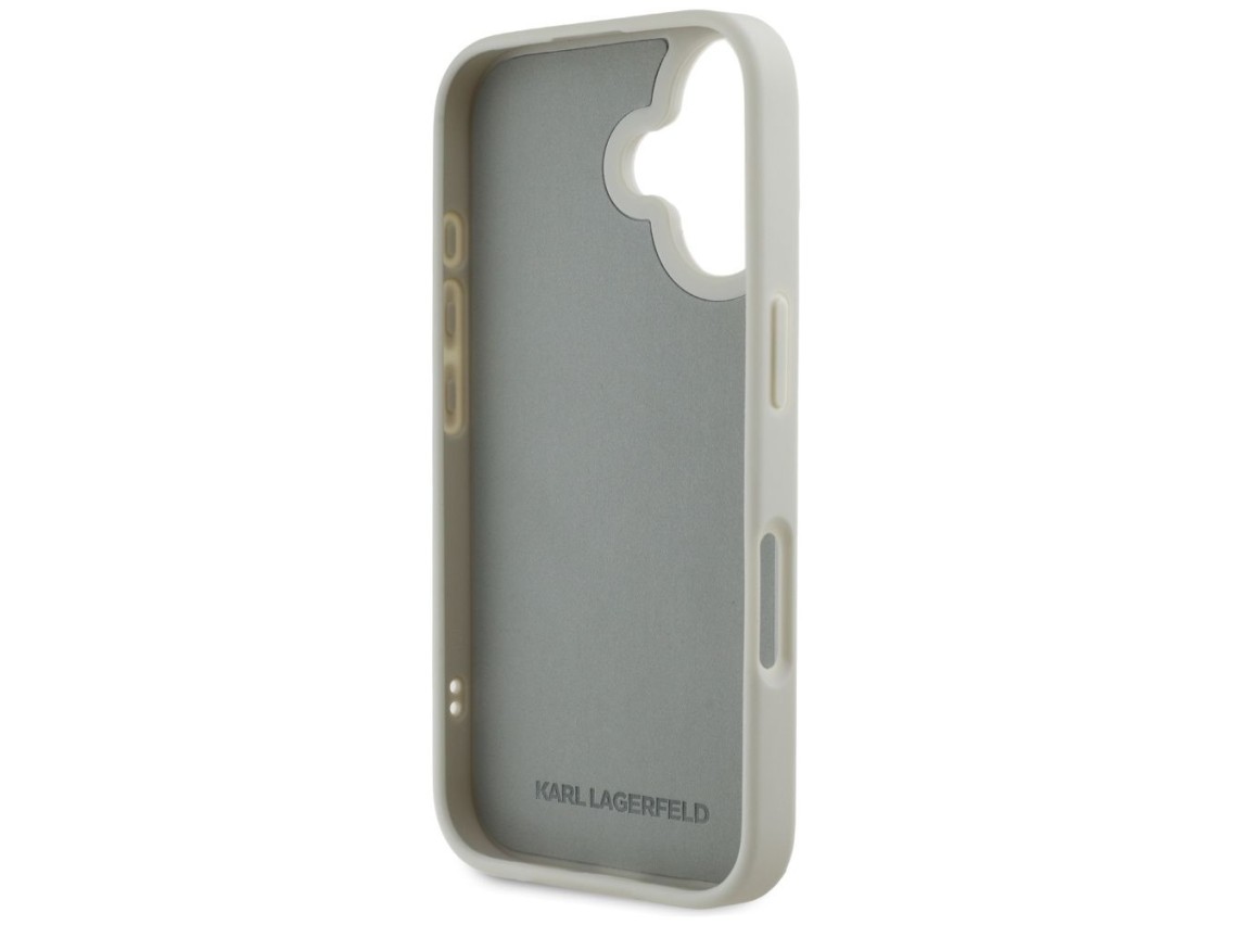 Karl Lagerfeld HC 3D Rubber Double Heads iPhone 16 Case - Beige