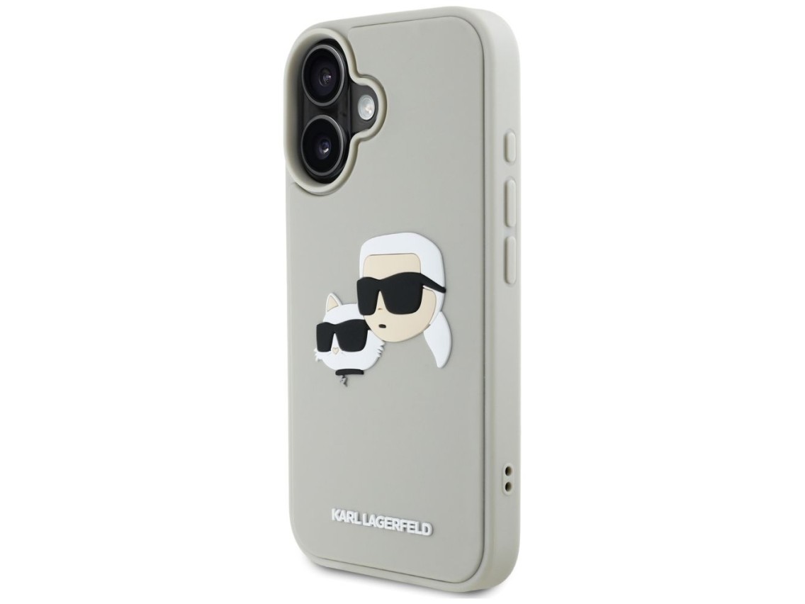Karl Lagerfeld HC 3D Rubber Double Heads iPhone 16 Case - Beige