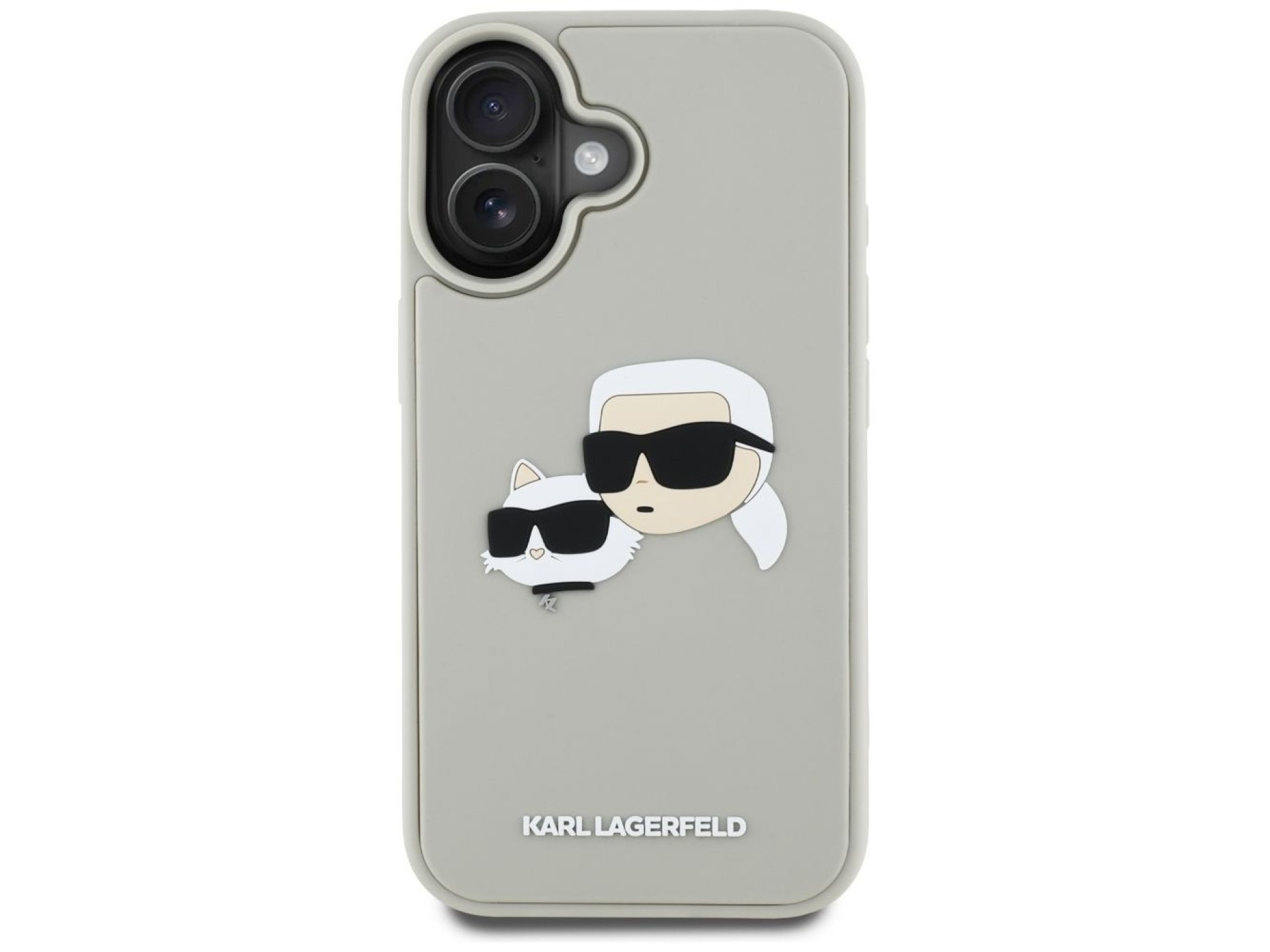 Karl Lagerfeld HC 3D Rubber Double Heads iPhone 16 Case - Beige