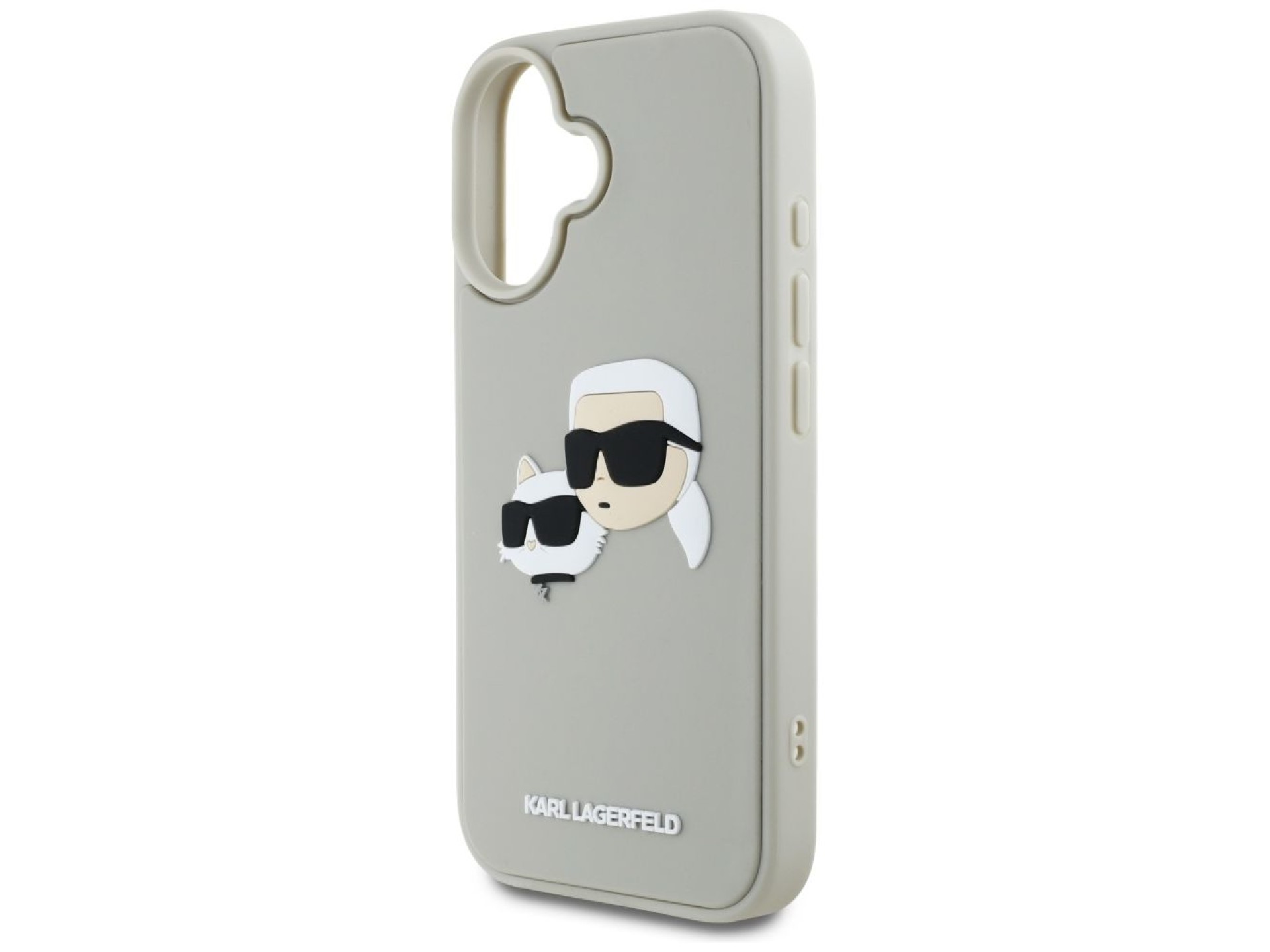 Karl Lagerfeld HC 3D Rubber Double Heads iPhone 16 Case - Beige