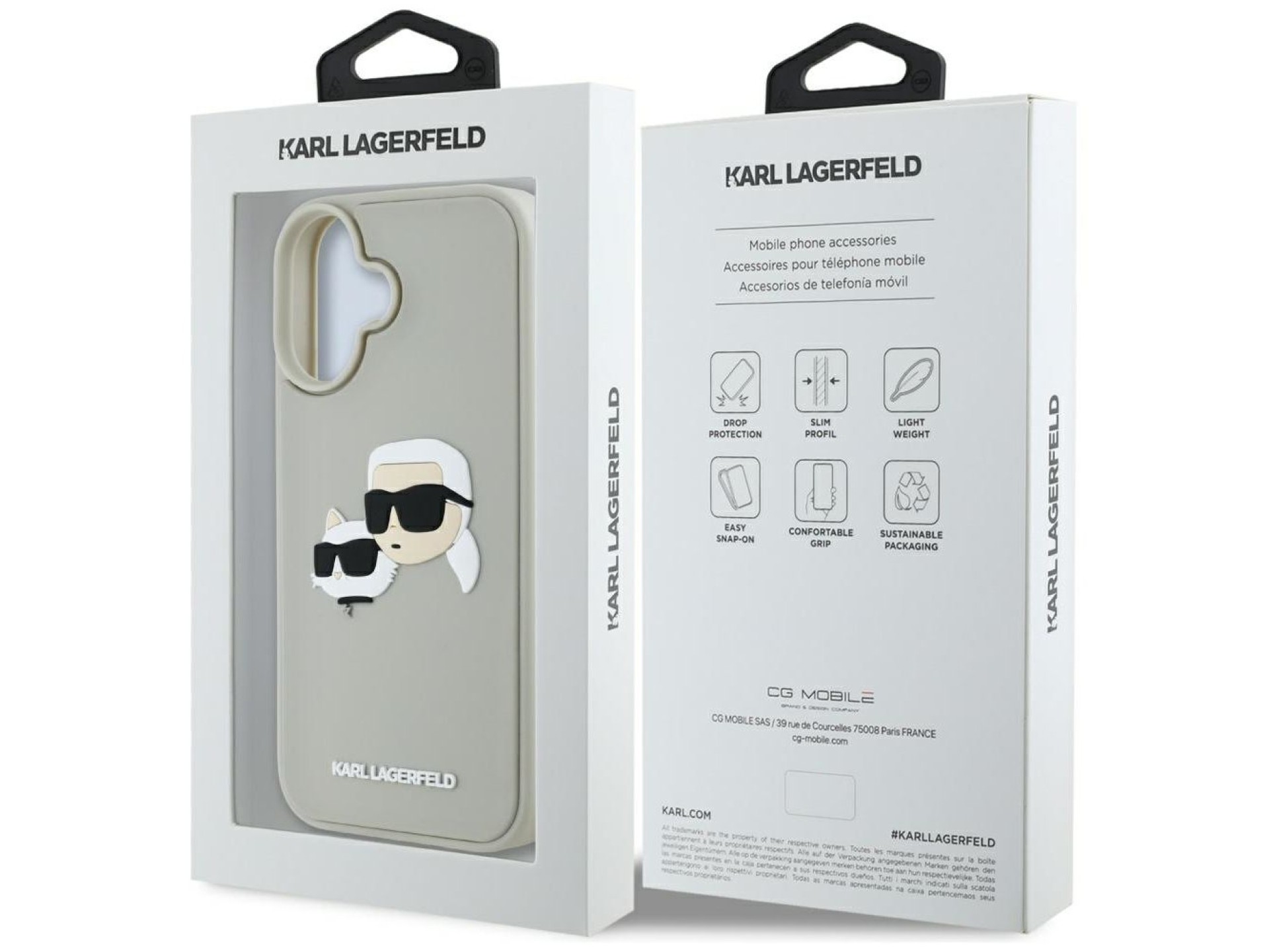 Karl Lagerfeld HC 3D Rubber Double Heads iPhone 16 Case - Beige