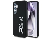 Capa para Samsung Galaxy S25 em silicone com o logotipo da assinatura de Karl Lagerfeld em metal, pr Capa para Samsung Galaxy S25 em silicone com o logotipo da assinatura de Karl Lagerfeld em metal, pr