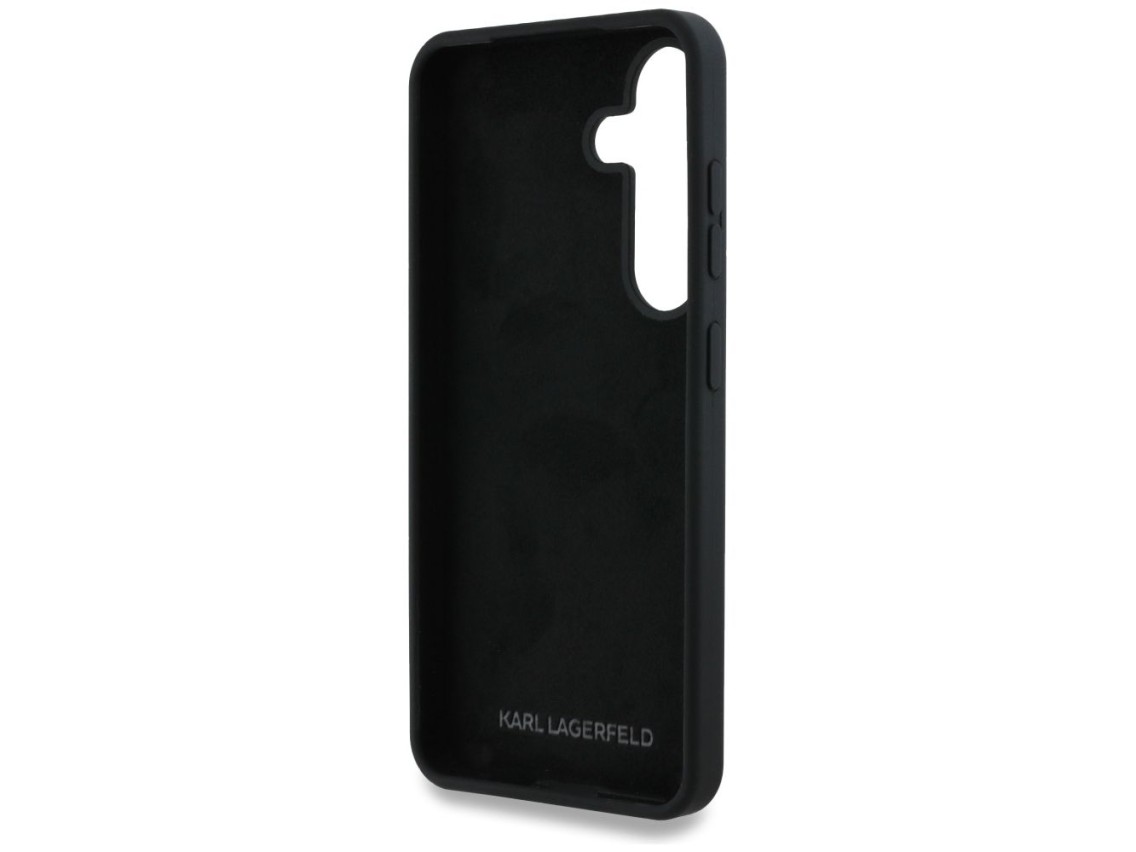 Capa para Samsung Galaxy S25 em silicone com o logotipo da assinatura de Karl Lagerfeld em metal, pr