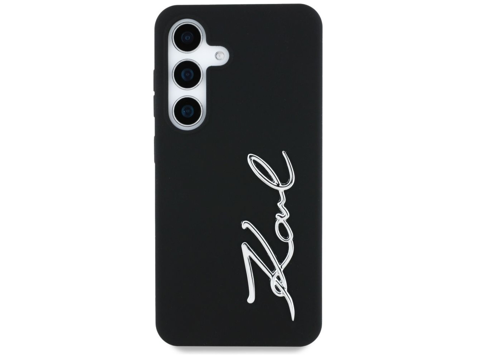 Capa para Samsung Galaxy S25 em silicone com o logotipo da assinatura de Karl Lagerfeld em metal, pr