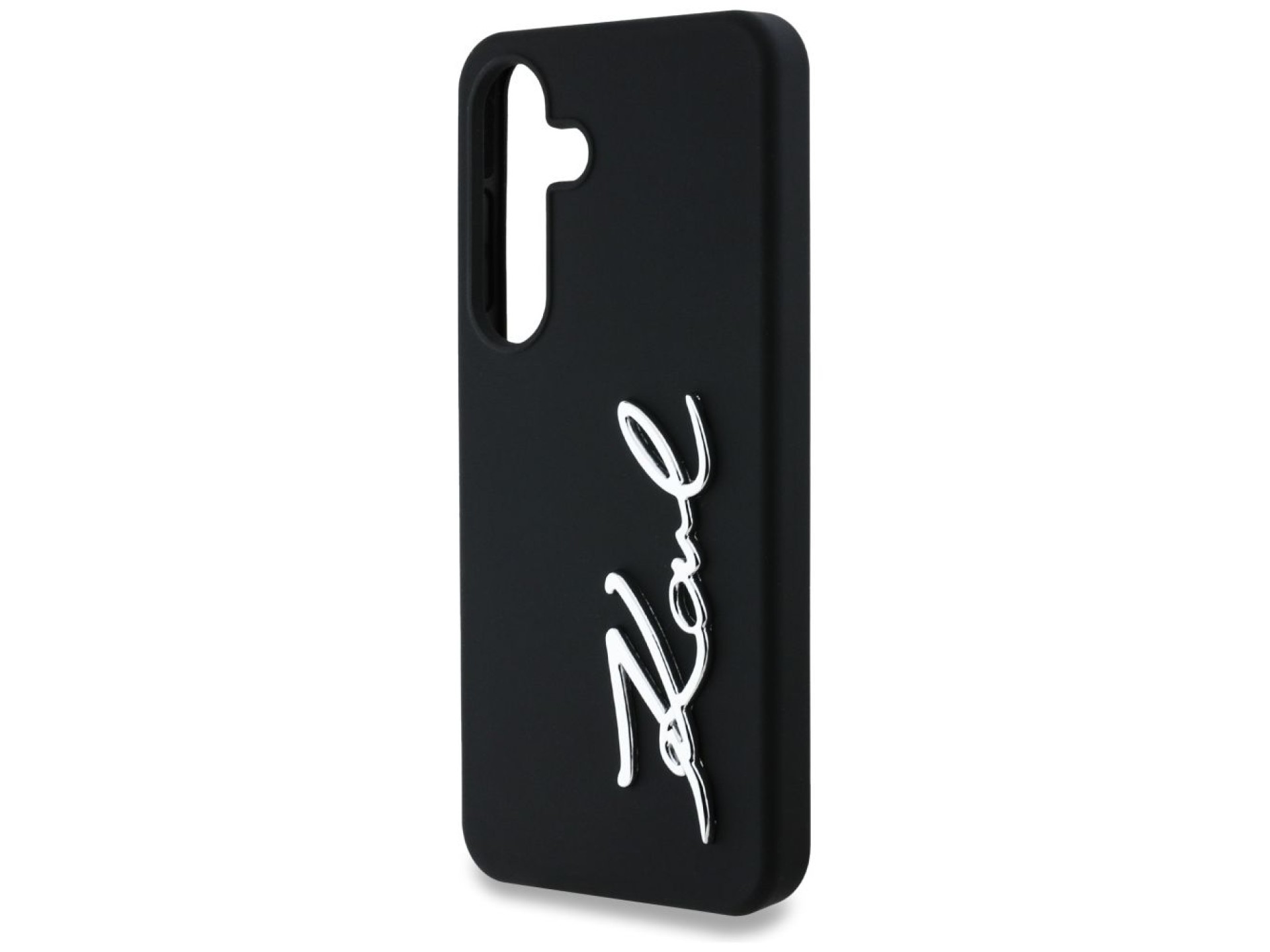 Capa para Samsung Galaxy S25 em silicone com o logotipo da assinatura de Karl Lagerfeld em metal, pr