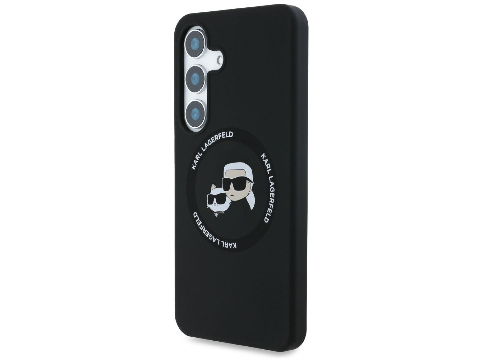 Karl Lagerfeld Silicone Double Heads And Circle MagSafe Samsung Galaxy S25 case black