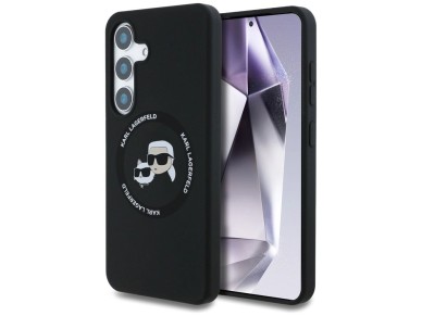 Funda negra Karl Lagerfeld de silicona con doble cabezal y círculo MagSafe para Samsung Galaxy S25 P Funda negra Karl Lagerfeld de silicona con doble cabezal y círculo MagSafe para Samsung Galaxy S25 P