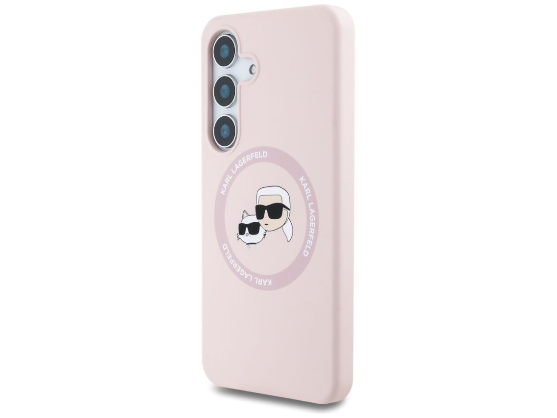 Karl Lagerfeld Silicone Double Heads And Circle MagSafe Samsung Galaxy S25 Case Pink