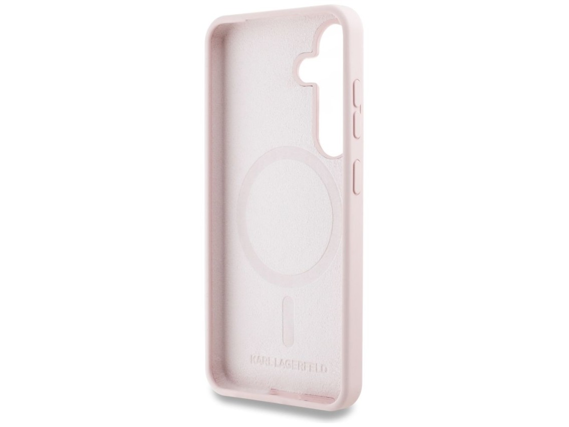 Karl Lagerfeld Silicone Double Heads And Circle MagSafe Samsung Galaxy S25 Case Pink