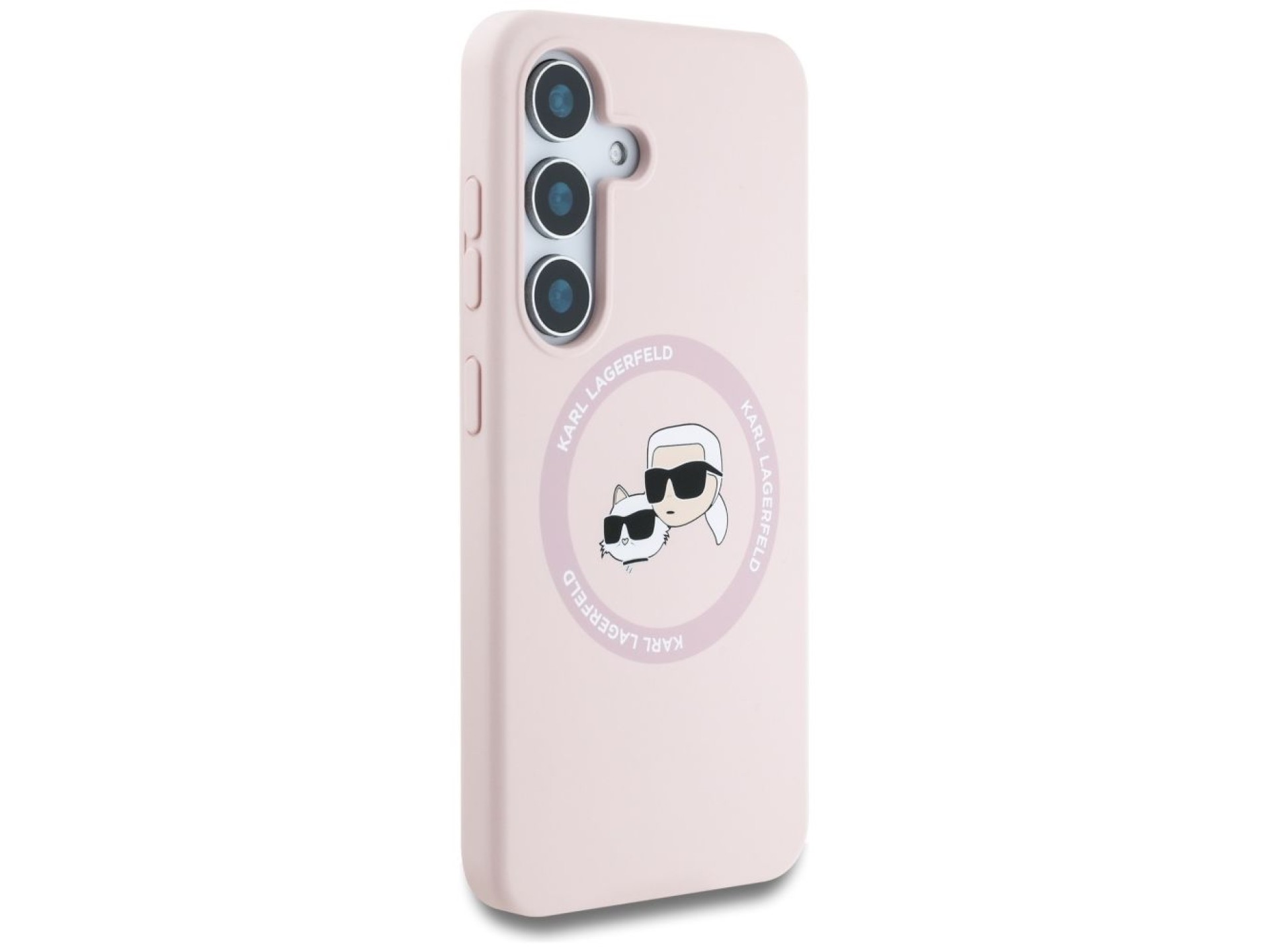 Karl Lagerfeld Silicone Double Heads And Circle MagSafe Samsung Galaxy S25 Case Pink