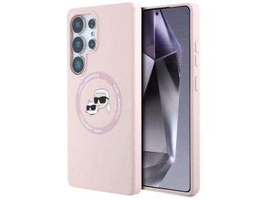 Karl Lagerfeld Silicone Double Heads And Circle MagSafe Samsung Galaxy S25 Ultra Case Pink Karl Lagerfeld Silicone Double Heads And Circle MagSafe Samsung Galaxy S25 Ultra Case Pink