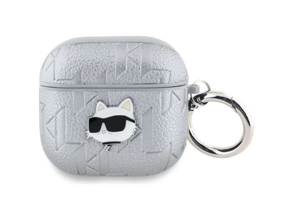 Capa para AirPods 4 com monograma Choupette de Karl Lagerfeld - prata