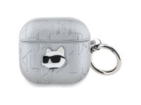 Karl Lagerfeld Monogram Choupette Head case for AirPods 4 - silver