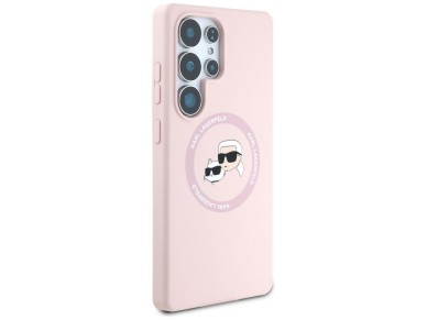 Karl Lagerfeld Silicone Double Heads And Circle MagSafe Samsung Galaxy S25 Ultra Case Pink Karl Lagerfeld Silicone Double Heads And Circle MagSafe Samsung Galaxy S25 Ultra Case Pink