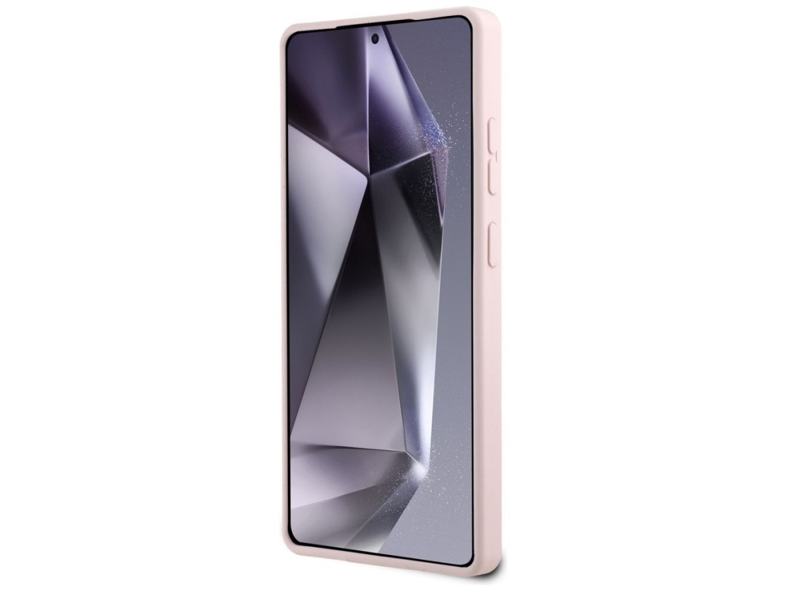 Capa para Samsung Galaxy S25 Ultra rosa com estampa de Karl Lagerfeld em silicone, com duas cabeças