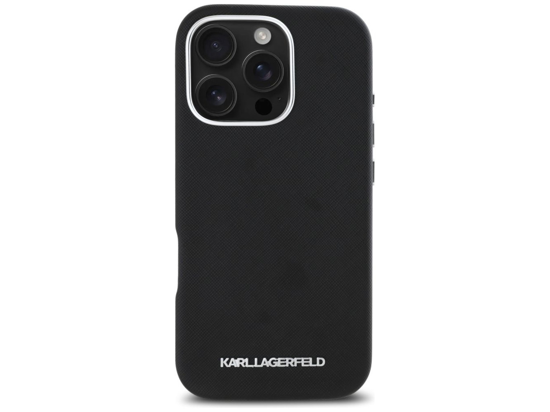 Capa Karl Lagerfeld Saffiano com Logo Metálico Alongado e Envolvente para iPhone 16 Pro com MagSafe