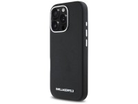 Capa MagSafe Karl Lagerfeld Saffiano com Logo Metálico Alongado para iPhone 16 Pro Max - Preta Capa MagSafe Karl Lagerfeld Saffiano com Logo Metálico Alongado para iPhone 16 Pro Max - Preta