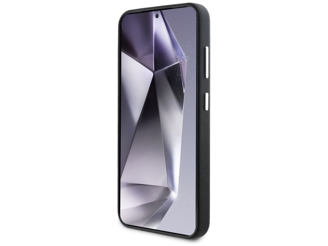 Capa MagSafe Karl Lagerfeld Saffiano com Logo Metálico Alongado para Samsung Galaxy S25+ - Preta
