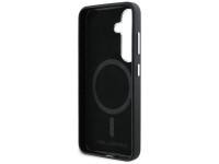 Karl Lagerfeld Saffiano Full Wrapped Elongated Metal Logo MagSafe Case for Samsung Galaxy S25 - Blac